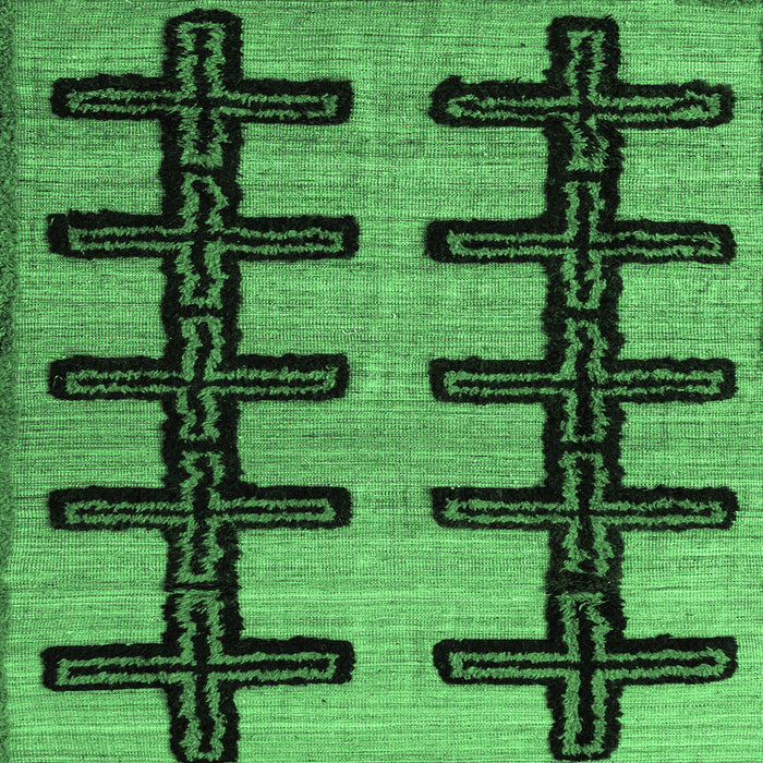 Square Machine Washable Southwestern Emerald Green Country Area Rugs, wshabs4584emgrn
