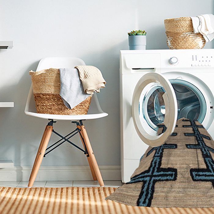 Machine Washable Abstract Camel Brown Rug in a Washing Machine, wshabs4584