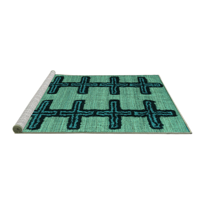 Sideview of Machine Washable Southwestern Turquoise Country Area Rugs, wshabs4584turq