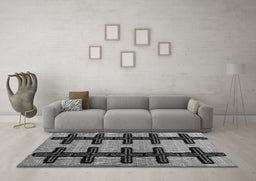 Machine Washable Southwestern Gray Country Rug in a Living Room,, wshabs4584gry