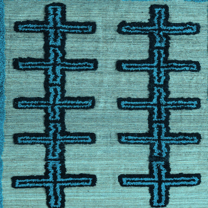 Square Machine Washable Southwestern Light Blue Country Rug, wshabs4584lblu