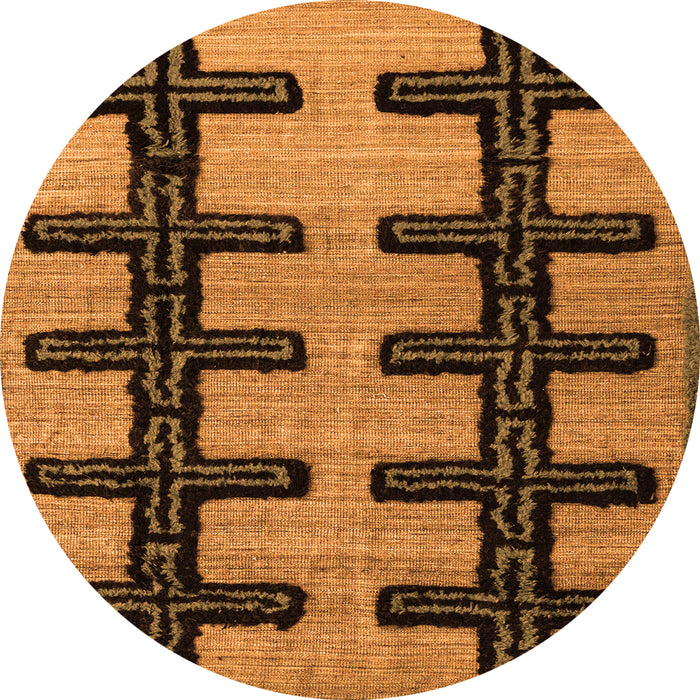 Round Machine Washable Southwestern Orange Country Area Rugs, wshabs4584org