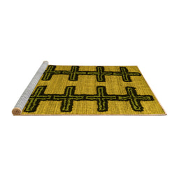 Sideview of Machine Washable Southwestern Yellow Country Rug, wshabs4584yw