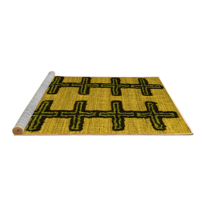 Sideview of Machine Washable Southwestern Yellow Country Rug, wshabs4584yw