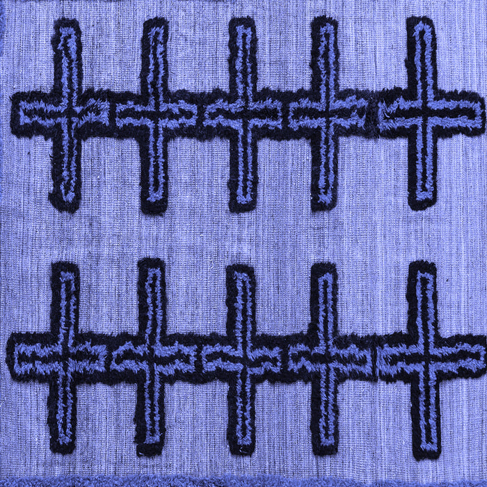Square Machine Washable Southwestern Blue Country Rug, wshabs4584blu
