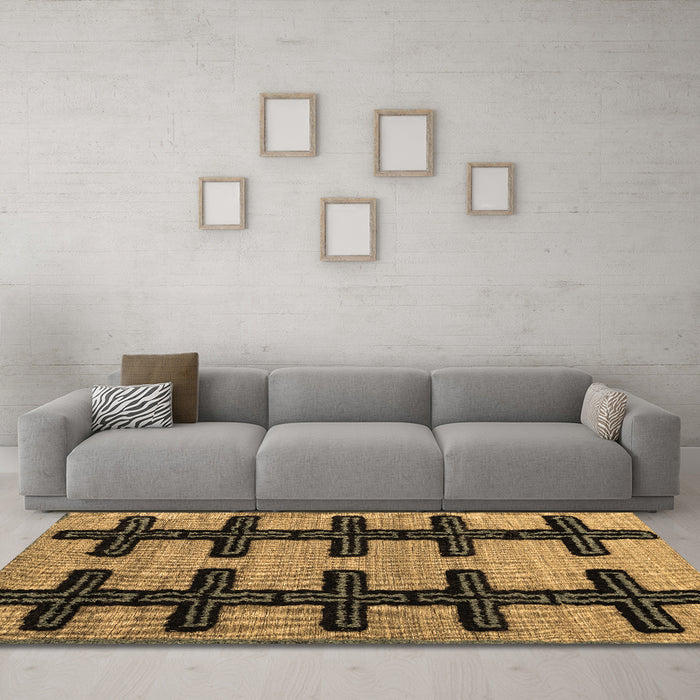 Machine Washable Southwestern Brown Country Rug in a Living Room,, wshabs4584brn