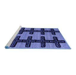 Sideview of Machine Washable Southwestern Blue Country Rug, wshabs4584blu