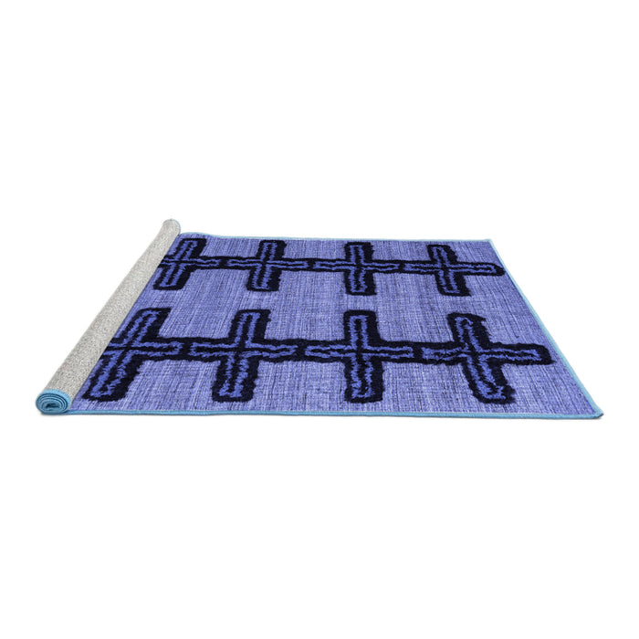 Sideview of Machine Washable Southwestern Blue Country Rug, wshabs4584blu