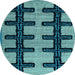 Round Southwestern Light Blue Country Rug, abs4584lblu