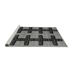 Sideview of Machine Washable Southwestern Gray Country Rug, wshabs4584gry