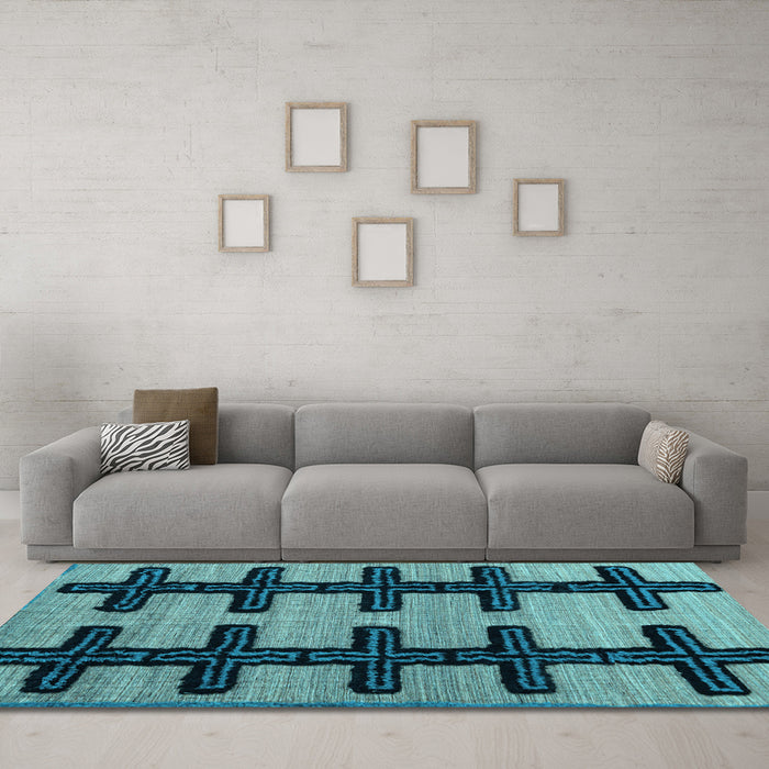 Machine Washable Southwestern Light Blue Country Rug in a Living Room, wshabs4584lblu