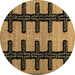 Round Southwestern Brown Country Rug, abs4584brn