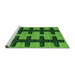 Sideview of Machine Washable Southwestern Green Country Area Rugs, wshabs4584grn