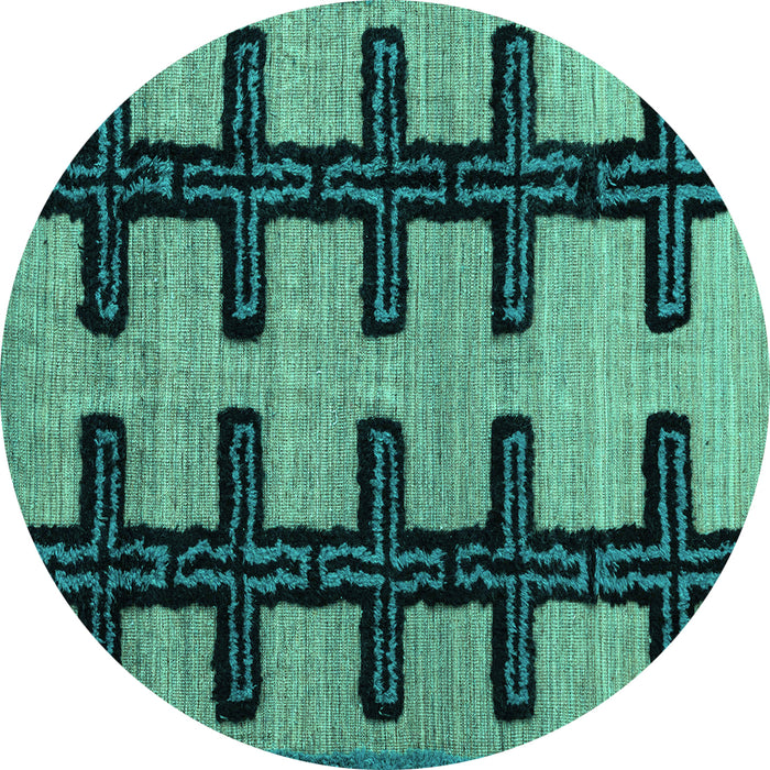 Round Southwestern Turquoise Country Rug, abs4584turq