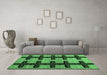 Machine Washable Southwestern Emerald Green Country Area Rugs in a Living Room,, wshabs4584emgrn