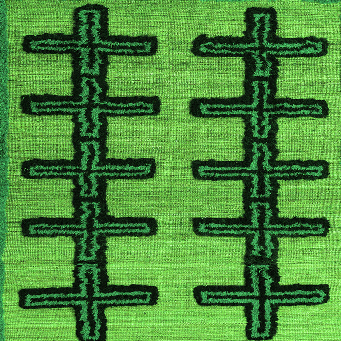 Square Machine Washable Southwestern Green Country Area Rugs, wshabs4584grn