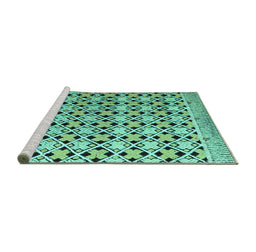 Sideview of Machine Washable Abstract Turquoise Modern Area Rugs, wshabs4585turq