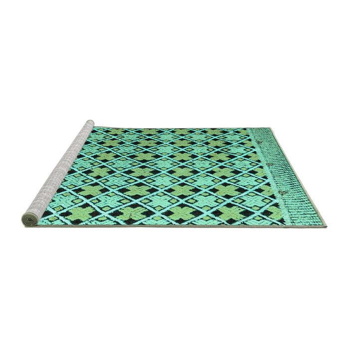 Sideview of Machine Washable Abstract Turquoise Modern Area Rugs, wshabs4585turq