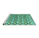 Sideview of Machine Washable Abstract Turquoise Modern Area Rugs, wshabs4585turq