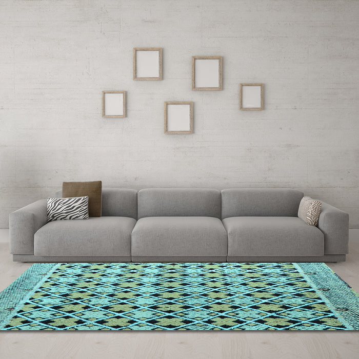 Machine Washable Abstract Light Blue Modern Rug in a Living Room, wshabs4585lblu