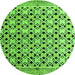 Round Machine Washable Abstract Green Modern Area Rugs, wshabs4585grn