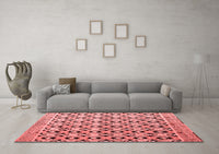 Machine Washable Abstract Red Modern Rug, wshabs4585red