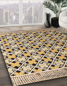 Abstract Yellow Modern Rug in Family Room, abs4585