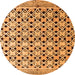 Round Machine Washable Abstract Orange Modern Area Rugs, wshabs4585org