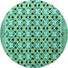 Round Abstract Turquoise Modern Rug, abs4585turq