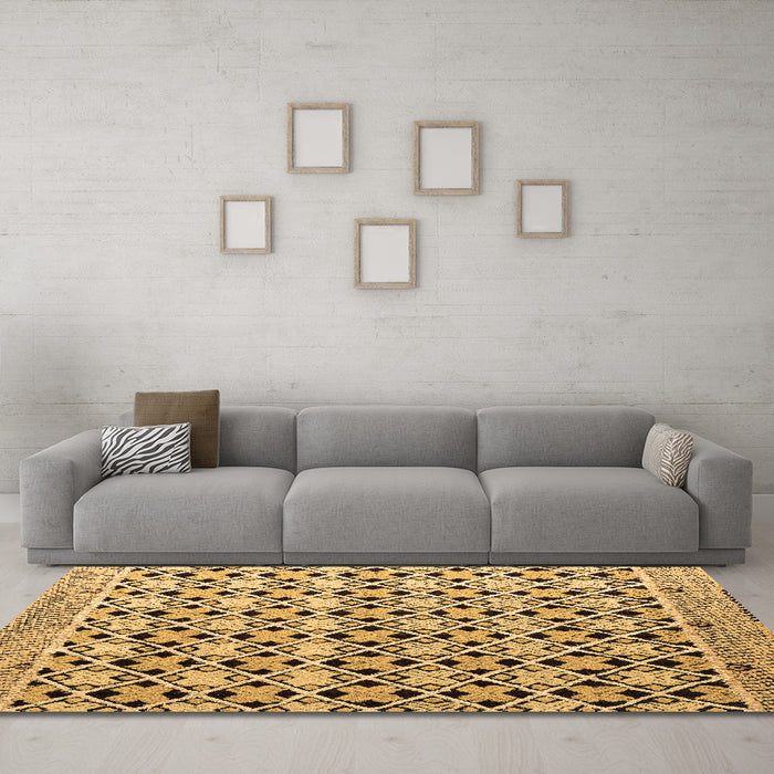 Machine Washable Abstract Brown Modern Rug in a Living Room,, wshabs4585brn