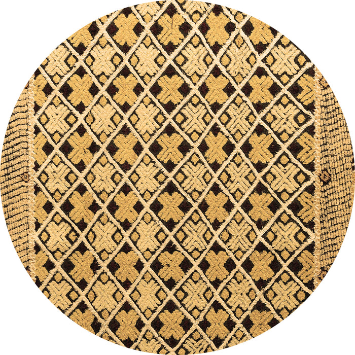 Round Abstract Brown Modern Rug, abs4585brn
