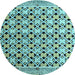 Round Machine Washable Abstract Light Blue Modern Rug, wshabs4585lblu