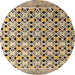 Round Machine Washable Abstract Yellow Rug, wshabs4585