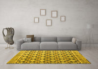 Machine Washable Abstract Yellow Modern Rug, wshabs4585yw