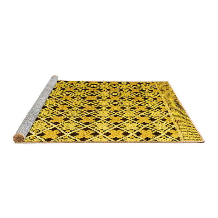 Sideview of Machine Washable Abstract Yellow Modern Rug, wshabs4585yw