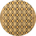 Round Machine Washable Abstract Brown Modern Rug, wshabs4585brn