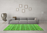 Machine Washable Abstract Green Modern Rug, wshabs4585grn