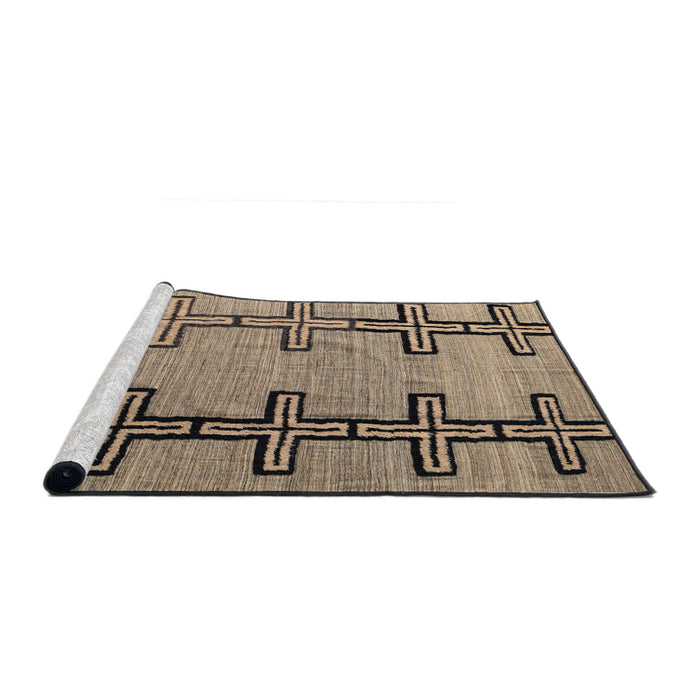Sideview of Machine Washable Abstract Brown Sugar Brown Rug, wshabs4586