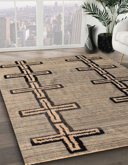 Machine Washable Abstract Brown Sugar Brown Rug in a Family Room, wshabs4586