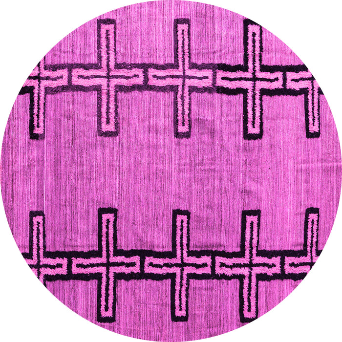 Round Machine Washable Abstract Pink Modern Rug, wshabs4586pnk