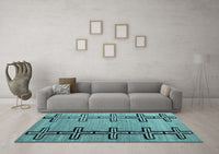 Machine Washable Abstract Light Blue Modern Rug, wshabs4586lblu