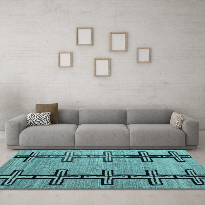 Machine Washable Abstract Light Blue Modern Rug in a Living Room, wshabs4586lblu