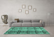 Machine Washable Abstract Turquoise Modern Area Rugs in a Living Room,, wshabs4586turq