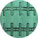 Round Abstract Turquoise Modern Rug, abs4586turq