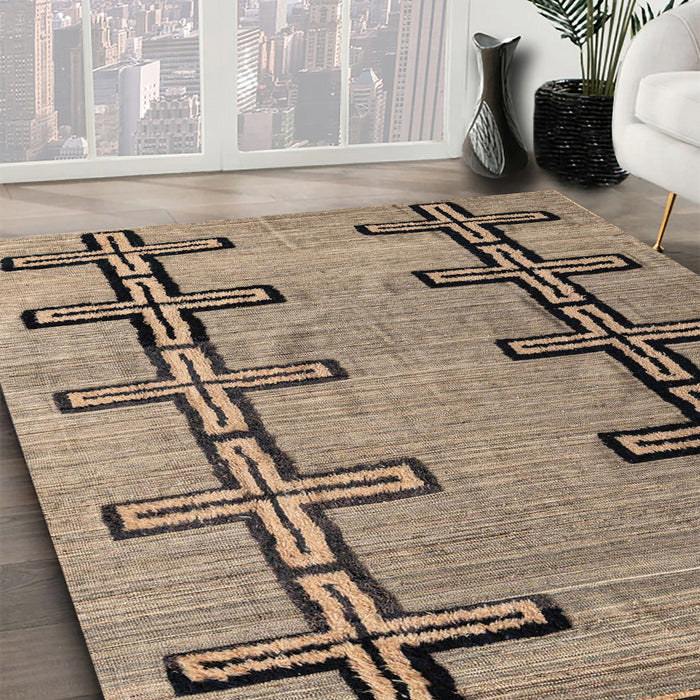 Abstract Brown Modern Rug in Family Room, abs4586