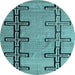 Round Abstract Light Blue Modern Rug, abs4586lblu