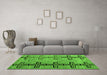 Machine Washable Abstract Green Modern Area Rugs in a Living Room,, wshabs4586grn