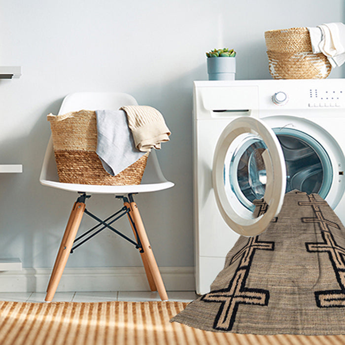 Machine Washable Abstract Brown Sugar Brown Rug in a Washing Machine, wshabs4586