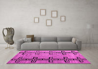 Machine Washable Abstract Pink Modern Rug, wshabs4586pnk