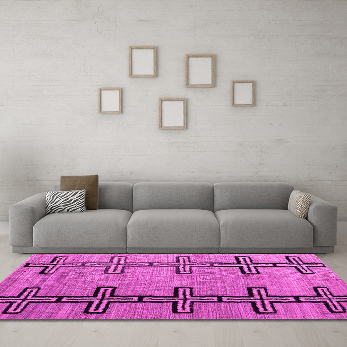 Machine Washable Abstract Pink Modern Rug in a Living Room, wshabs4586pnk